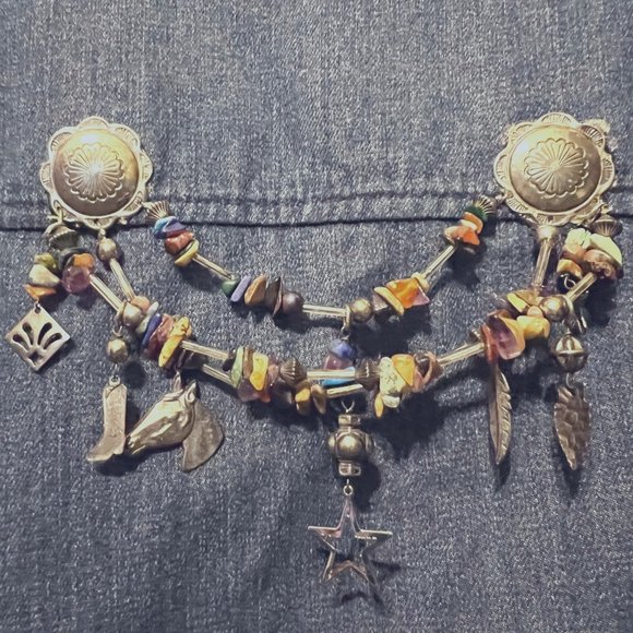 Nomadic Traders Fresco-Women's-Jean/Denim Embroidered Aztec Beads/Jems on Back - Picture 10 of 15